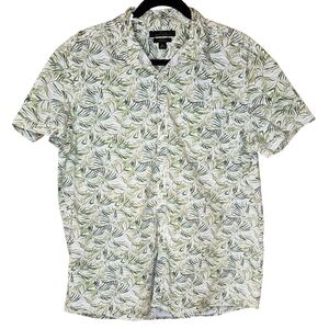 Marc Anthony Tropical Leaf Shirt XL Slim Fit Stretch Short Sleeve